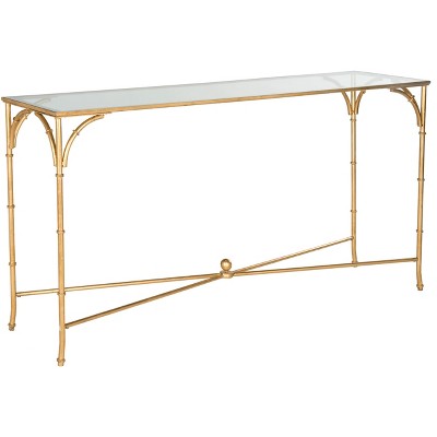 Maurice Gold and Glass X-Base Hallway Table