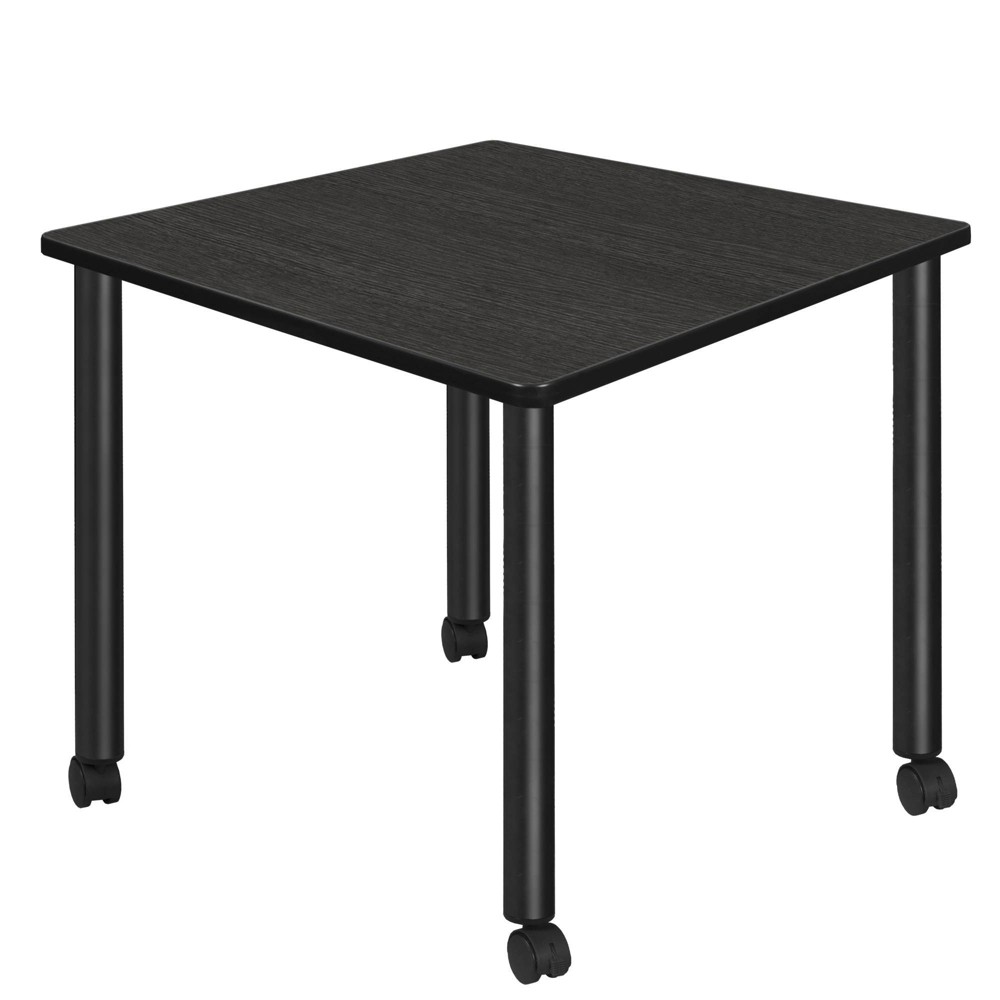 Photos - Dining Table 36" Medium Kee Square Breakroom  with Mobile Legs Ash Gray/Bla