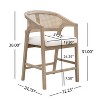 Christopher Knight Home Set of 2 Austin Rubberwood Upholstered with Cane Design Curved Back Counter Height Barstools Light Ash - 3 of 4