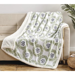 Noble Home Soft & Cozy Faux Shearling Printed Throw Blanket 50' x 60' - Faith Home Love - 1 of 3