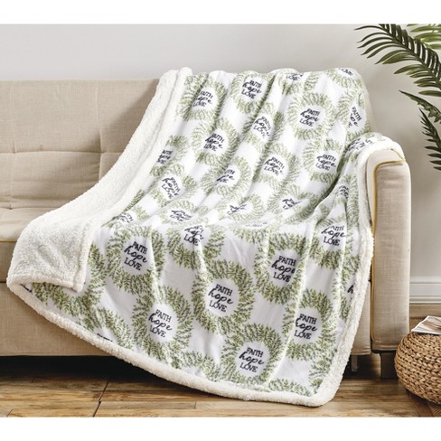 Noble Home Soft & Cozy Faux Shearling Printed Throw Blanket 50' x 60' - Faith Home Love - image 1 of 3