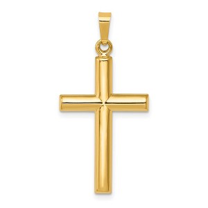 Black Bow Jewelry 14k Yellow Gold 2D Hollow Latin Cross Pendant - 1 of 4