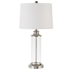 (Set of 2) 25.75" Clarity Table Lamp (Includes LED Light Bulb) Silver: 510 Design Modern Drum Shade, Metal & Glass - 1 of 4