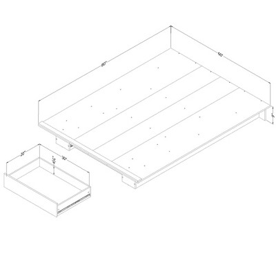Queen Oak Wood Platform Bed with Single Drawer