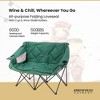 Arrowhead Outdoor Portable Folding Double Duo Camping Chair Loveseat Couch w/ 2 Cup & Wine Glass Holder, Supports up to 500lbs (Forest Green) - 2 of 4