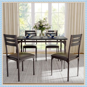 Jojoka 5 Piece Dining Table Set for 4, Industrial Farmhouse Kitchen Table & Chairs, Space-Saving Design for Small Apartments - 1 of 4