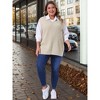 Women's Plus Size Ribbed Knit Split Hem V Neck Sleeveless Casual Loose Sweater Vest - Agnes Orinda - 3 of 4