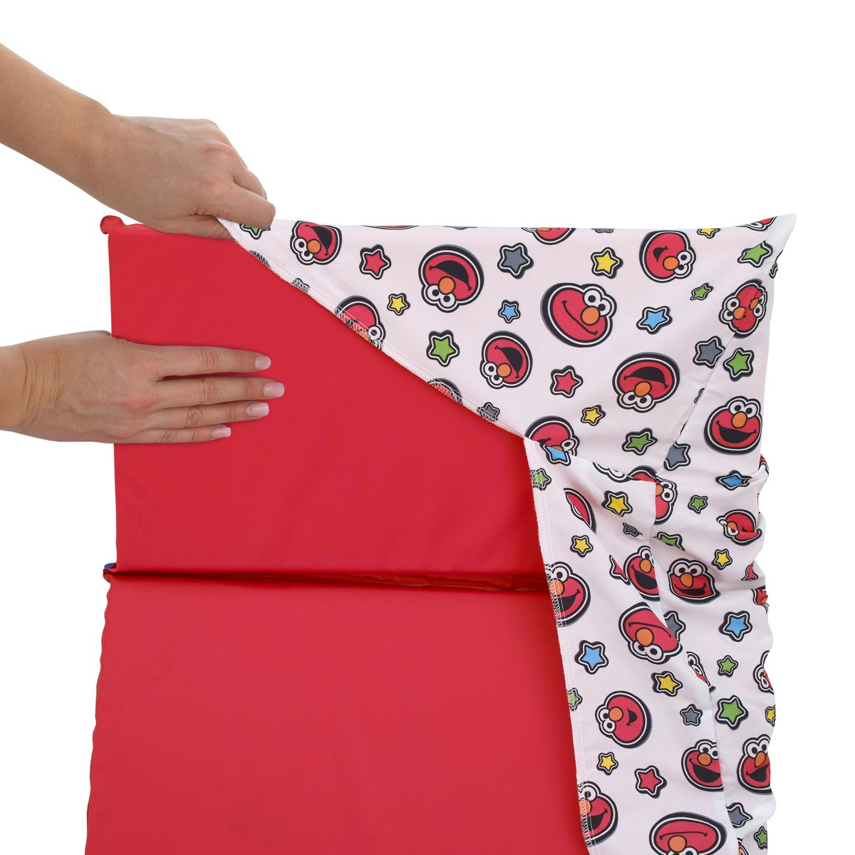 NoJo Sesame Street Elmo, Red, Blue, Yellow, Green and White with Stars Super Soft Preschool Nap Pad Sheet - thumbnail 2