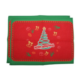 Unique Bargains Christmas Place Mats Linen Red Yellow 13"x17.7" 2 Pcs - 1 of 4