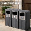 Syemin Outdoor Trash Cans Outdoor Single Barrel Trash Can Waterproof Patio Garbage Can with Lid, Durable Waste Bin, Black, 50.79"*16.54"*35.43" - 3 of 4