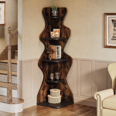 Hommoo 68.9" Tall 5-Tier Corner Bookshelf