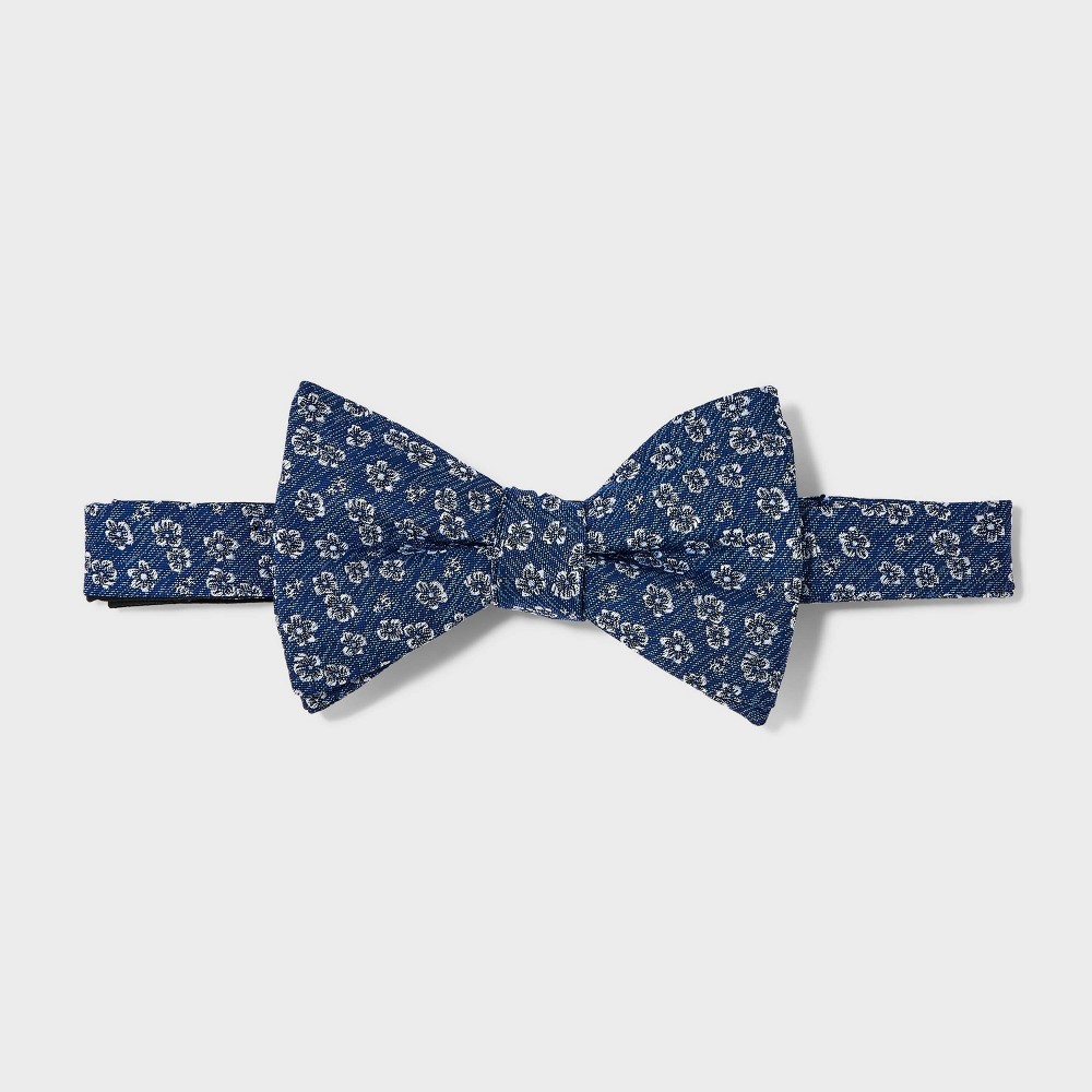 Photos - Belt Men's Floral Print Bow Tie - Goodfellow & Co™ Heathered Navy Blue One Size