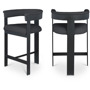 Meridian Furniture,Romeo Black Boucle Fabric Counter Stool, Set of 2 - 1 of 4