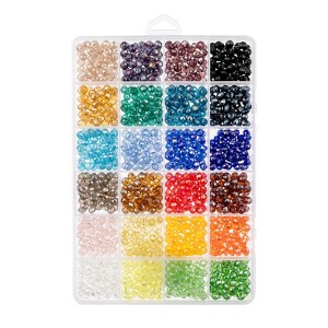 John Bead 1200pcs 6x5mm Assorted Glass Beads, Colorful Round Bead for DIY Crafts Jewelry Making Bead Box - 1 of 4