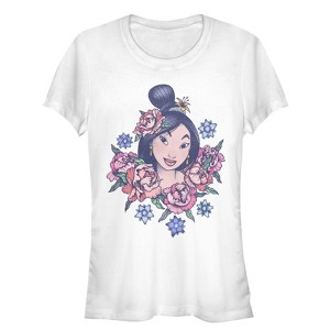 Juniors Womens Mulan Floral Portrait T-Shirt - 1 of 3