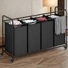 Racxily 4 Bag Black Laundry Sorter Hamper Cart with Heavy Duty Lockable Wheels and Removable Bags Clothes Organizer Basket - 3 of 4