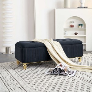 CAVINAS Rectangular Polyester Storage Ottoman Bench with Tufted Top,Upholstered Storage Ottoman,Storage Benches for Living Room,Bedroom - 1 of 4