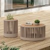 Set of 2 Rustic Coffee Table and Side Table,Acacia Wood Accent Table Set with Iron Frame,Modern Woven Rope Table Set for Living Room-Coolbibila - 2 of 4