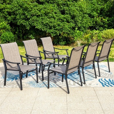 Captiva Designs Outdoor Patio Dining Texliene Armrest Chairs with Steel Frame