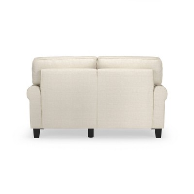 Buttercream Microfiber Rolled Arm Loveseat with Wood Frame