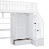 PAGED Simple Wooden Loft Bed Bunk Bed with Desk, Twin Size Bed Frame with Wardrobe, Shelves, Storage Stairs and Guardrail for Bedroom - 3 of 4