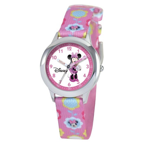 Girls Disney Minnie Mouse Time Teacher Watch Pink Target