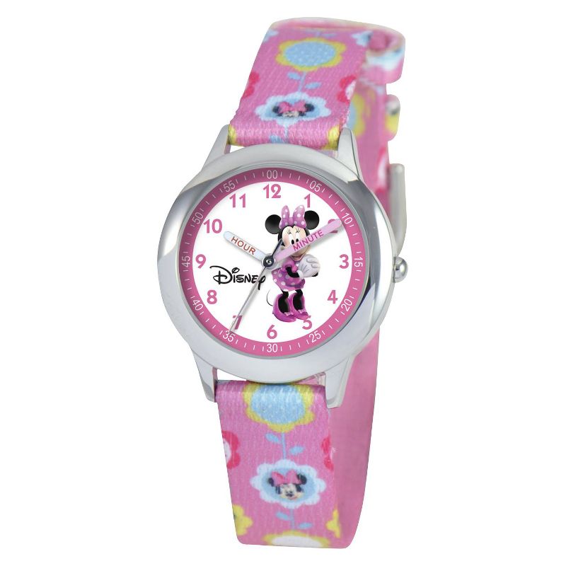 Girls&#39; Disney Minnie Mouse Time Teacher Watch- Pink, 1 of 6