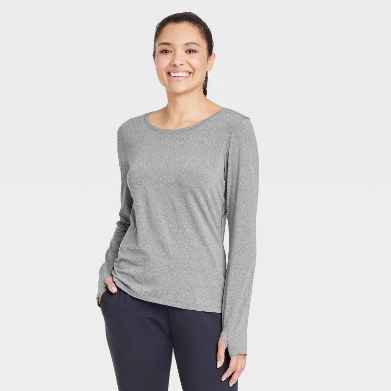 Women's Essential Crewneck Long Sleeve T-Shirt - All In Motion™, 1 of 7