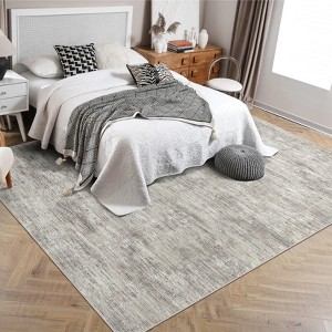 TROPOWLarge Area Rugs Washable Modern Foldable Thin Indoor Non Slip Low Pile Carpet Plain Pattern Print Mat for Bedroom, Bedside, Kids Room - 1 of 4