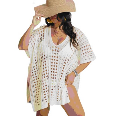 Womens Swimsuit Cover Up Hollow Out Swimwear Beach Bathing Suit Bikini Coverups Regular