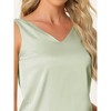 cheibear Women's Silky Satin Casual Basic V Neck Sleeveless Tank Top Blouse - 4 of 4
