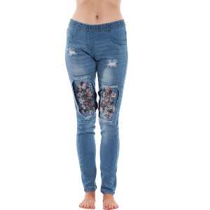Just Love Denim Wash Ripped Jeggings for Women - 1 of 3
