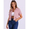 INSPIRE CHIC Women's Tweed Cropped Length Summer Short Sleeve Shirt with Tassel - 2 of 4