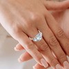 Pompeii3 Certified 3Ct Oval Trilogy Diamond Engagement Ring 14k Gold or Pt Lab Created - 4 of 4