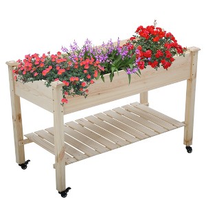 FDW Raised Garden Bed, Wood Planter Box Outdoor and Indoor Planter Box Garden Grow Box Patio Gardening Planter Box for Vegetable Flower,Nature - 1 of 4
