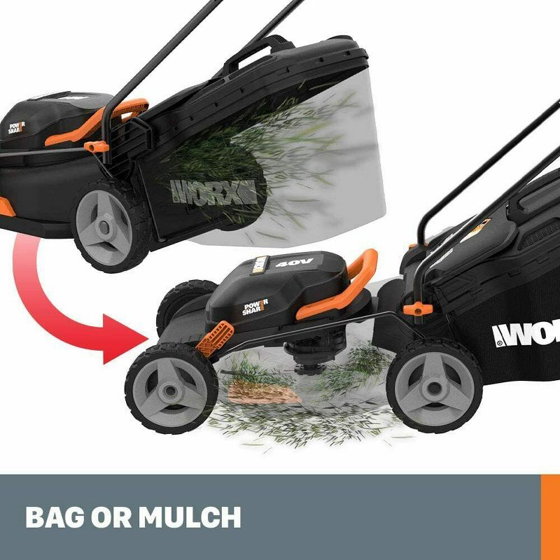 Worx WG911 Power Share 40V Lawn Mower and 20V Grass Trimmer (WG743 and WG163), 5 of 9