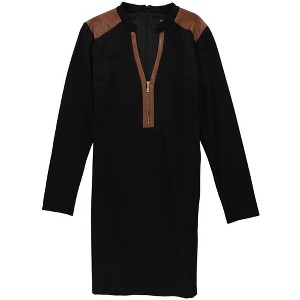 GUESS Womens Ponte Faux Leather Trim Sheath Dress - 1 of 2