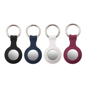 Insten 4 Pack Silicone Case & Keychain Ring Compatible with AirTag / Air Tag, Accessories Holder, 4 Colors - 1 of 4