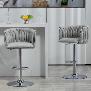 Resenkos Counter Bar Stools, Counter Stool,360�� Fabric cover Swivel Bar Stools Set of 2 with Woven Back & Footrest(Gray) - 1 of 4