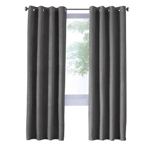 Thermaplus Navar Blackout Window Treatment Grommet Curtain Panel for Bedroom Livingroom Dark Grey - 1 of 4