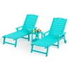 Arceso Chaise Lounge Chairs Set with Table, 3-Piece, Oversized HDPS Chaise Lounger, Adjustable Pool Lounge Chairs with Wheels for Poolside,Aruba Blue - 2 of 4