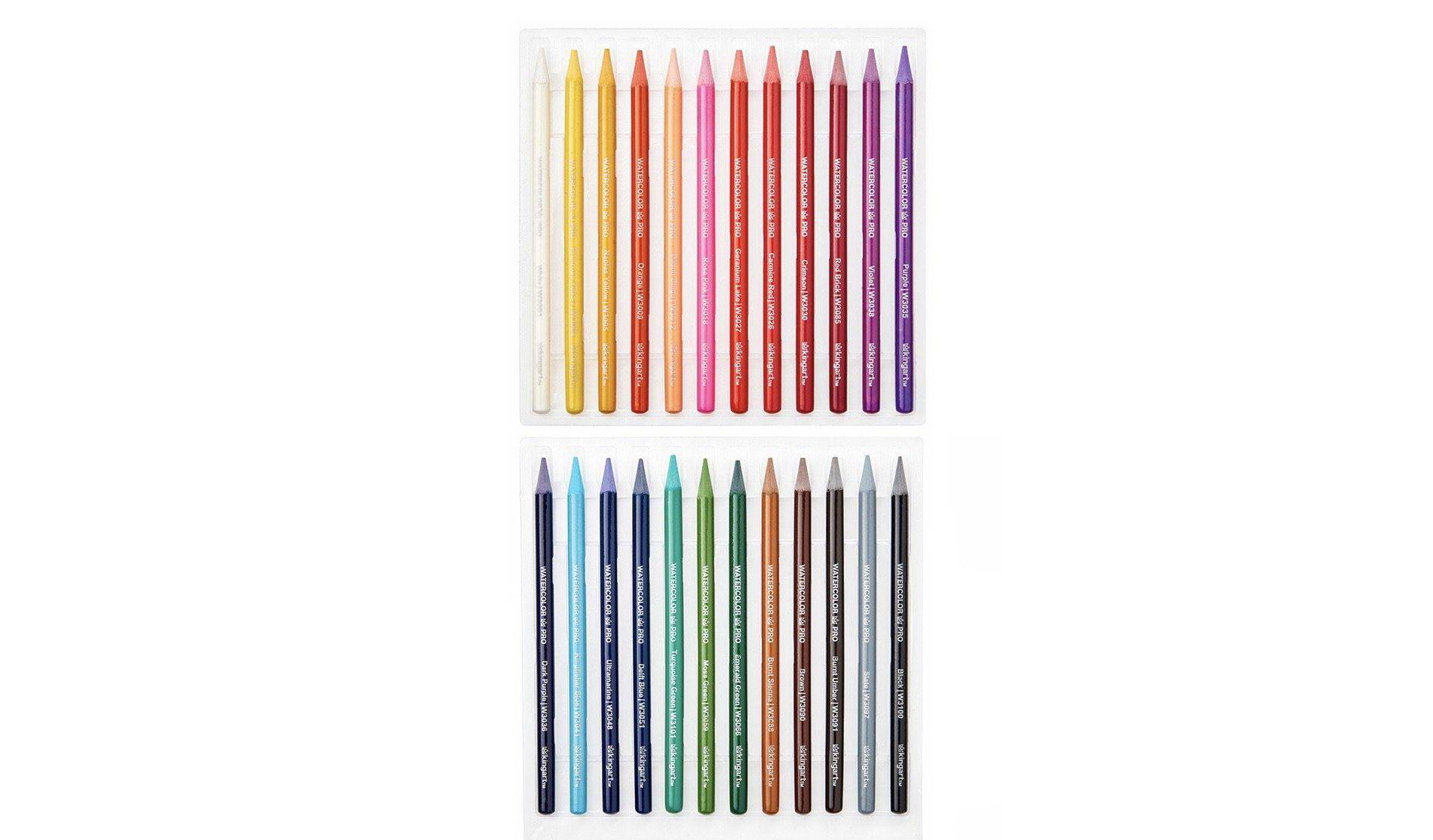 KINGART Woodless Watercolor Pencils 24 Colors