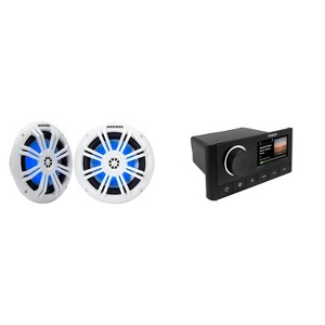 Kicker 51KM604WL KM 6.5" 4Ω LED Marine Coaxial Speakers - Pair , Bundled with MS-RA670 Apollo Marine Receiver - 1 of 4