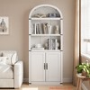 5 Tier Bookshelf Arched Bookcase Farmhouse Bookcase Display Storage Rack Wooden Bookshelves - 3 of 4