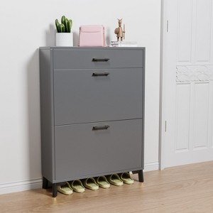 CAVINAS Shoe Organizer with 2 Flip Drawers,Freestanding Shoe Storage Cabinet for Hallway,Entryway - 1 of 4