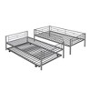 NicBex Twin over Twin Bunk Bed Convertible Metal Frame Triple Bed Frame with 4 Scroll Wheels, Guardrails and Ladder, No Box Spring Required - 4 of 4