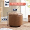 Ornavo Home Faux Leather Upholstered Round Tufted Storage Ottoman with Wooden Legs - 3 of 4