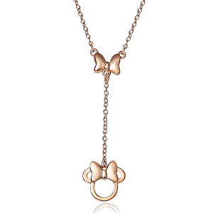 Disney Minnie Mouse Womens Y Necklace in Pink Gold-Plated Sterling Silver Jewelry for Women, 18'' - 1 of 4