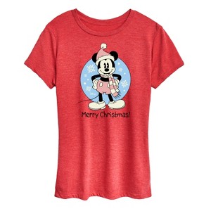 Women's - Disney - Mickey Merry Christmas Short Sleeve Graphic T-Shirt - 1 of 4