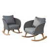 Modern Wicker Rocking Chair with Wood Frame,Indoor Outdoor Rocker with Waterproof Cushion,Lounge Chair for Patio Living Room-Koiai - 3 of 4